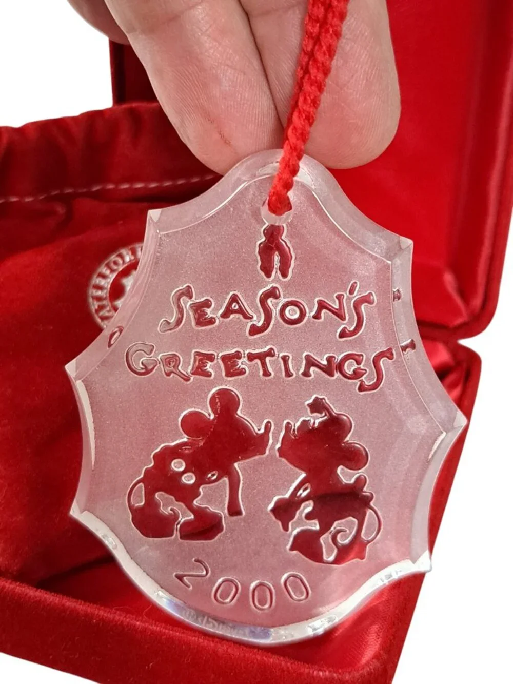 2000 Waterford Disney Mickey Mouse Minnie Mouse Crystal Ornament
